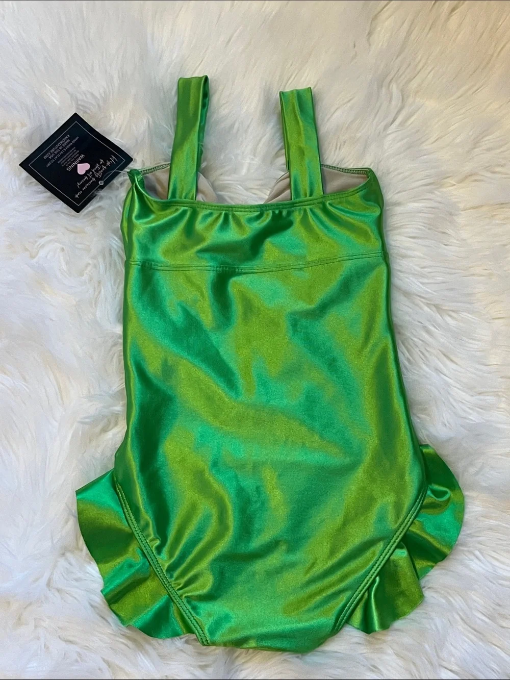 Dancewear KK Girls' Shimmer Green Ruffle One-Piece leotard